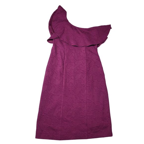 Lilly Pulitzer Bordeaux One Shoulder Mini Dress Amarena Cherry Jacquard Purple 6 - Picture 4 of 13